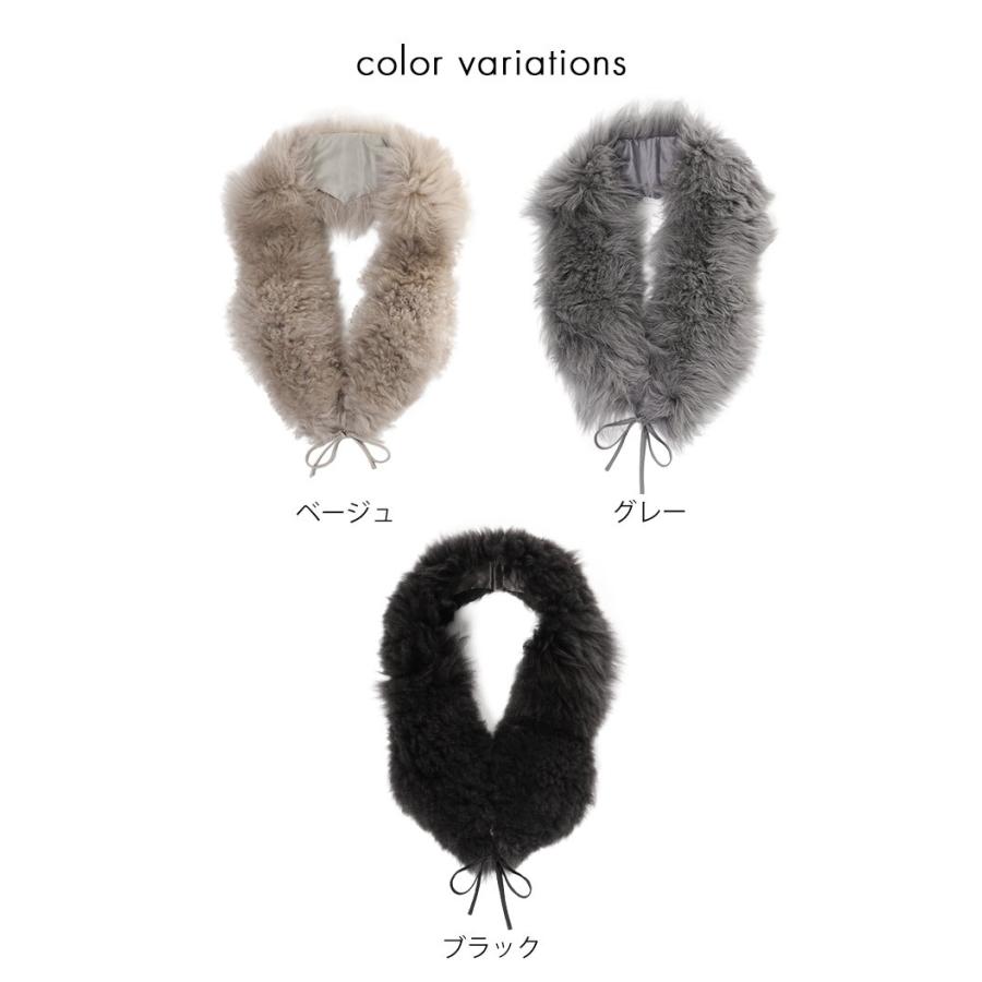 sankyo shokai ラム ファー マフラー レディース 毛皮 秋冬 ベージュ/グレー/ブラック(01000835r) - 画像 (5)
