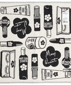 MARY QUANT マリークヮント 三重ガーゼハンカチ ブラック&ホワイト コスメ