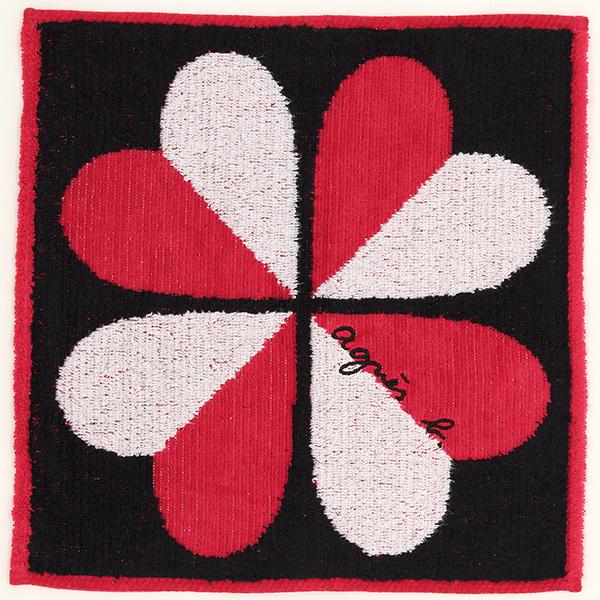 agnes b. アニエスベー 大判 タオルハンカチ(28cm)ハートクローバー 【agnes b】 - 画像 (3)