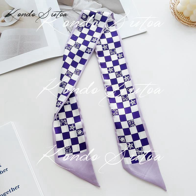 選べる2点 スカーフ レディース バッグスカーフ 細め スリム ヘアリボン ドット ロゴ フラワー 大人 20代 30代 40代 - 画像 (2)