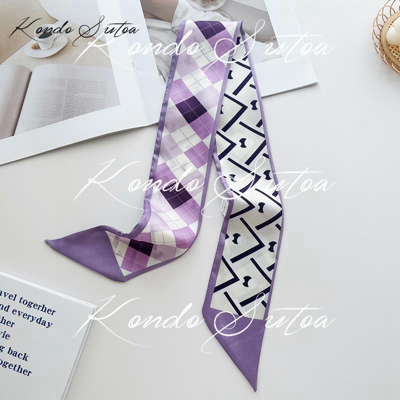 選べる2点 スカーフ レディース バッグスカーフ 細め スリム ヘアリボン ドット ロゴ フラワー 大人 20代 30代 40代 - 画像 (3)