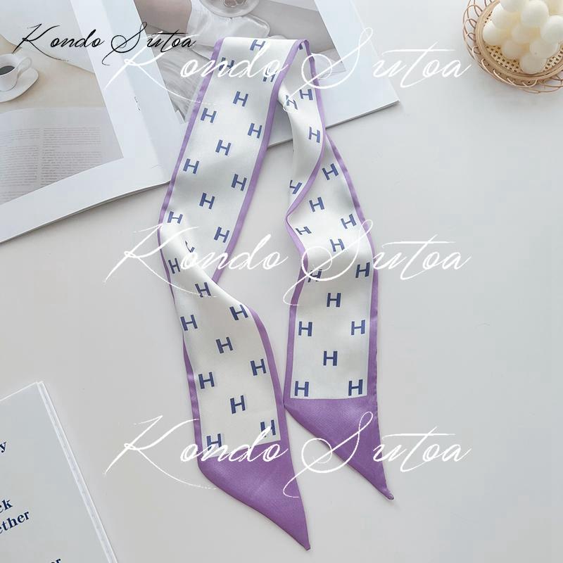 選べる2点 スカーフ レディース バッグスカーフ 細め スリム ヘアリボン ドット ロゴ フラワー 大人 20代 30代 40代 - 画像 (4)