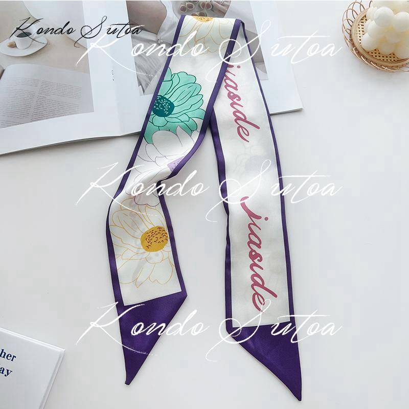 選べる2点 スカーフ レディース バッグスカーフ 細め スリム ヘアリボン ドット ロゴ フラワー 大人 20代 30代 40代 - 画像 (5)