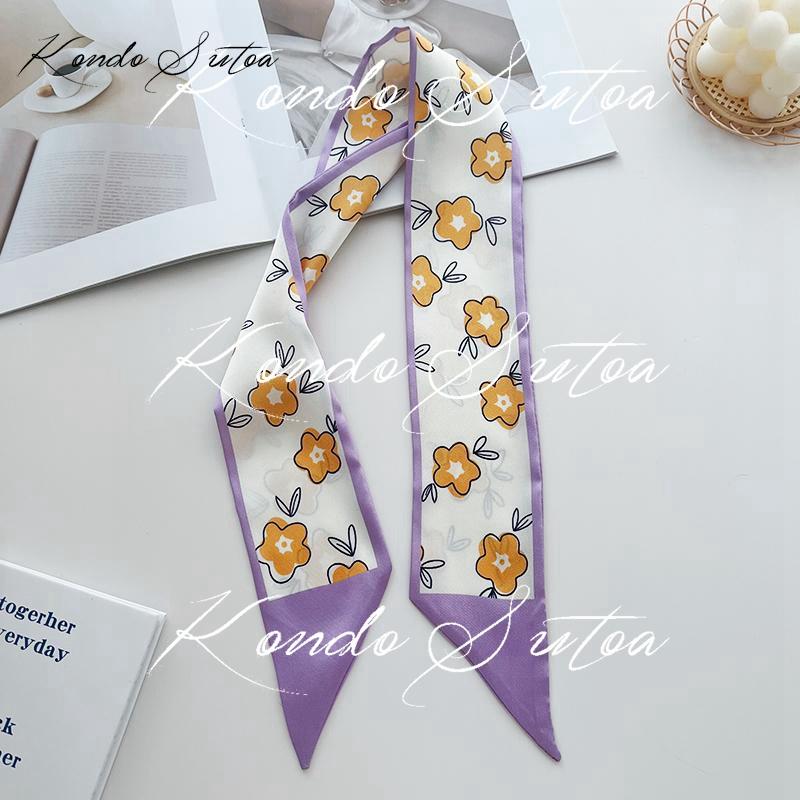 選べる2点 スカーフ レディース バッグスカーフ 細め スリム ヘアリボン ドット ロゴ フラワー 大人 20代 30代 40代 - 画像 (6)