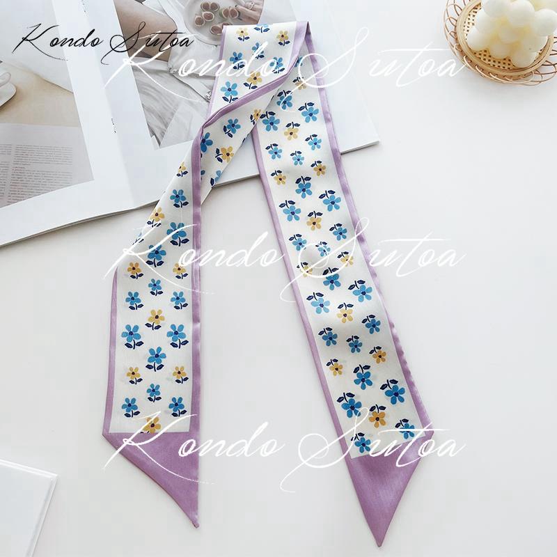 選べる2点 スカーフ レディース バッグスカーフ 細め スリム ヘアリボン ドット ロゴ フラワー 大人 20代 30代 40代 - 画像 (7)