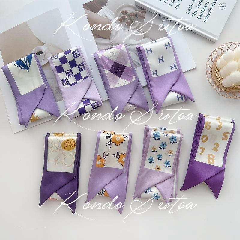 選べる2点 スカーフ レディース バッグスカーフ 細め スリム ヘアリボン ドット ロゴ フラワー 大人 20代 30代 40代 - 画像 (9)