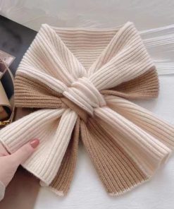 ミニマフラー 可愛い ミニ ニットティペット ストール 配色 メンズ バイカラー マフラー 差し込み 通すだけ リブニット 送料無料