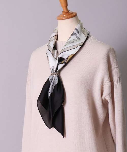 BAYBLO スカーフ バンダナ (CR)「ユニセックス」「リング付き」ビット & 馬車柄 プリント レディース メンズ - 画像 (2)