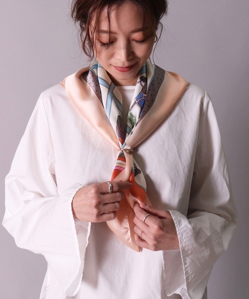 BAYBLO スカーフ バンダナ (CR)「ユニセックス」「リング付き」ビット & 馬車柄 プリント レディース メンズ - 画像 (7)