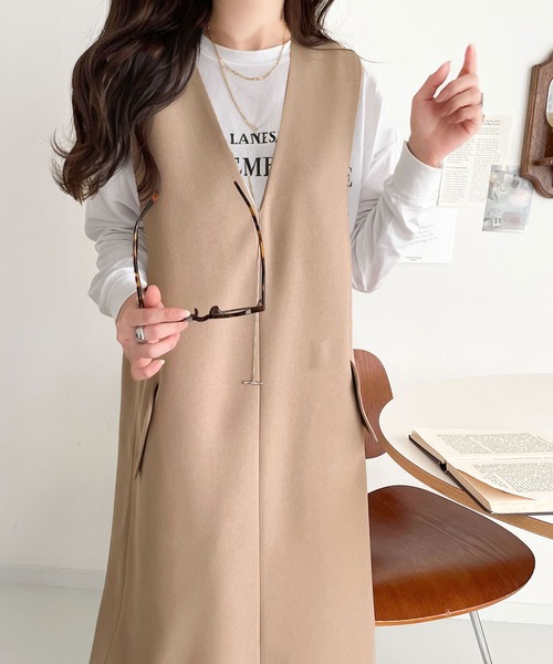 classicalelf ワンピース 1枚でサマになる!上品リラクシーstyle。ポケット付 Vネック ワンピース(ロング丈) - 画像 (6)