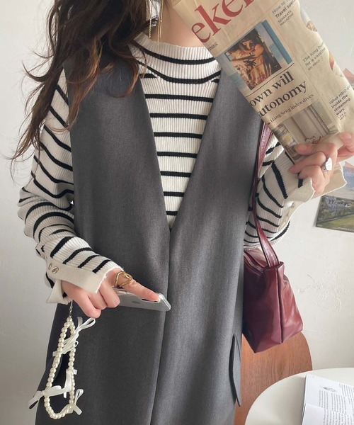 classicalelf ワンピース 1枚でサマになる!上品リラクシーstyle。ポケット付 Vネック ワンピース(ロング丈) - 画像 (4)