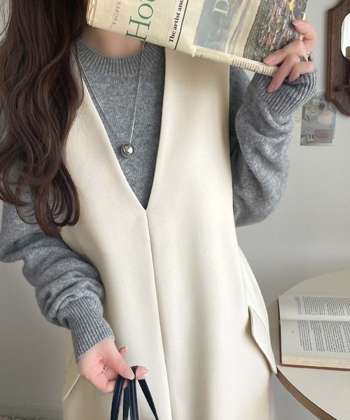 classicalelf ワンピース 1枚でサマになる!上品リラクシーstyle。ポケット付 Vネック ワンピース(ロング丈) - 画像 (2)