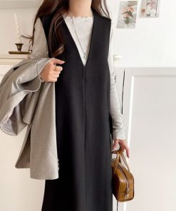 classicalelf ワンピース 1枚でサマになる!上品リラクシーstyle。ポケット付 Vネック ワンピース(ロング丈)