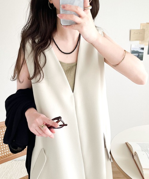 classicalelf ワンピース 1枚でサマになる!上品リラクシーstyle。ポケット付 Vネック ワンピース(ロング丈) - 画像 (7)