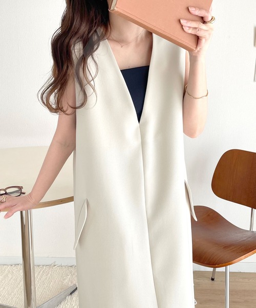 classicalelf ワンピース 1枚でサマになる!上品リラクシーstyle。ポケット付 Vネック ワンピース(ロング丈) - 画像 (8)