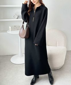 GeeRA ワンピース 「新色追加/S-LLサイズ」前後2WAYハーフジップニットワンピース