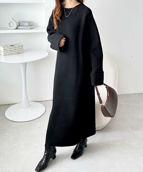 GeeRA ワンピース 「新色追加/S-LLサイズ」前後2WAYハーフジップニットワンピース - 画像 (7)