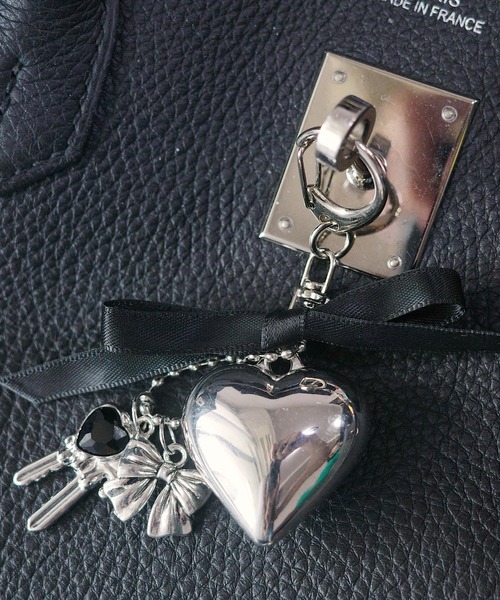 キーホルダー メタルハート&リボンチャーム - 画像 (3)