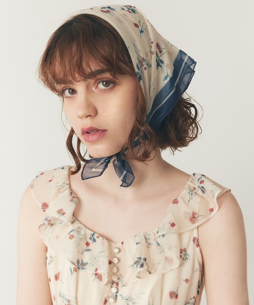 DEICY スカーフ バンダナ シアーシフォンフラワースカーフ レディース - 画像 (3)