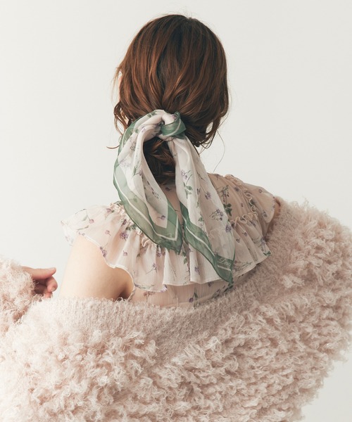 DEICY スカーフ バンダナ シアーシフォンフラワースカーフ レディース - 画像 (6)