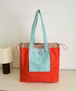 LOWO エコバッグ トリコロールカラービッグトートサブバッグ