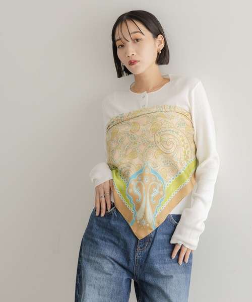 LOWRYS FARM ストール マフラー LFオリジナルスカーフ110*110 586067 レディース - 画像 (4)