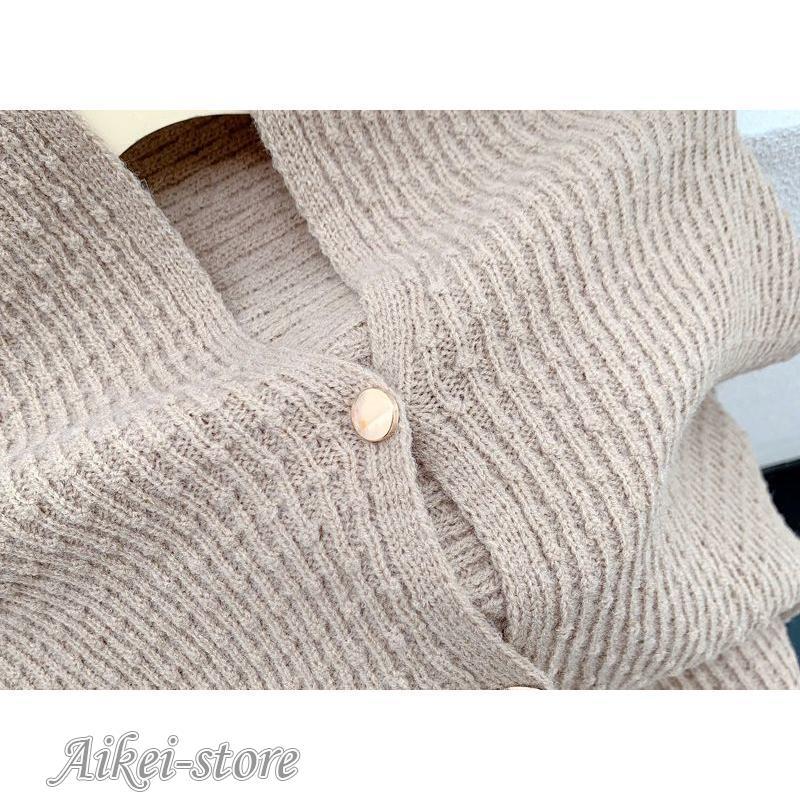 ストール ボタン付き レディース 女性用 ニット 大判 ポンチョ風 カーディガン風 羽織り 無地 冷房対策 防寒対策 おしゃれ シンプル - 画像 (8)