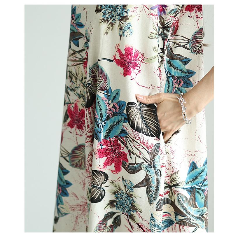 Sawa a la mode レディース ワンピース 花柄 ロング丈 ノースリーブ ワンピ 足首丈 ボタニカル柄 フレア 草花 綿 大人可愛い 大人 可愛い 30代 40代 50代 60代 サワアラモード - 画像 (8)