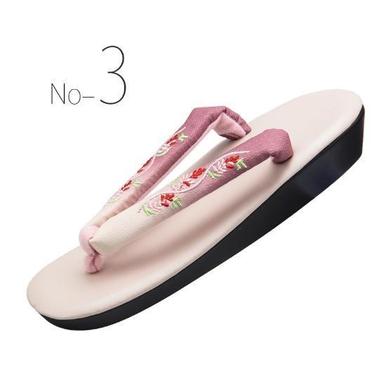 草履サンダルレディース女性大きいサイズ着物の草履ヒールぞうりグラデーション刺繍カジュアル着物小紋訪問着痛くないR芯 - 画像 (3)