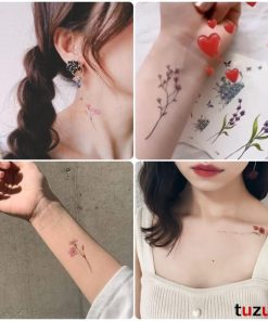 【1枚おまけ付】 タトゥーシール 30枚セット  かわいい 花 月 鹿 おまけ付 送料無料 ポスト投函 E