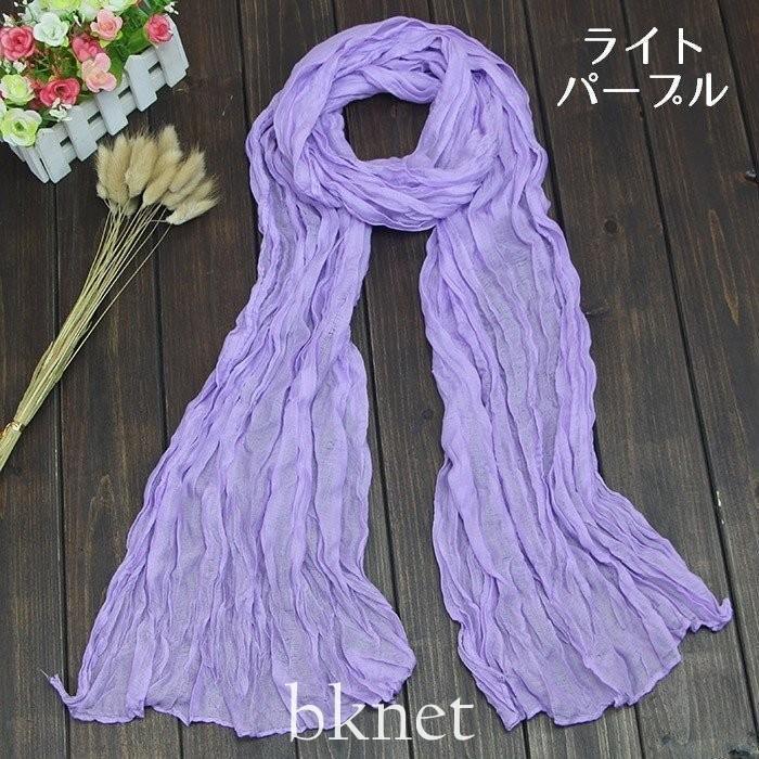 ストールクシュクシュしわ加工シンプル無地大判薄手レディースメンズ男女兼用UV対策冷房対策紫外線対策春夏 - 画像 (2)