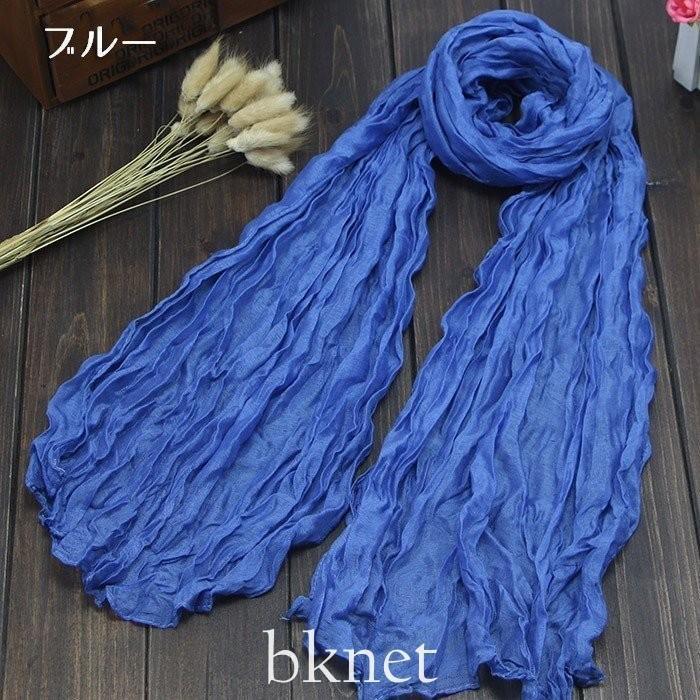 ストールクシュクシュしわ加工シンプル無地大判薄手レディースメンズ男女兼用UV対策冷房対策紫外線対策春夏 - 画像 (6)