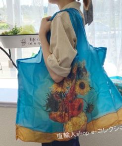 ★新春クリアランスSALE!★ 名画柄 大人可愛い柄 エコバッグ 折りたたみ 大きめ 防水素材 軽量 洗える コンビニバッグ 買い物バッグ 大容