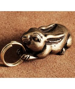 真鍮 キーホルダー(うさぎ)ウサギ 兎 ラビット キーリング キーチェーン フィギュア ゴールド 縁起物 干支 チャーム ペンダント 動物