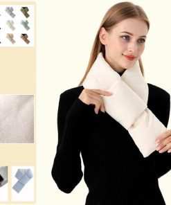 送料無料 穴に通すマフラー　軽量 ティペット 収納ポケット付き マフラー シンプル ネックウォーマー 無地 軽い 防寒 差し込み 通勤 通学 ふわふわ
