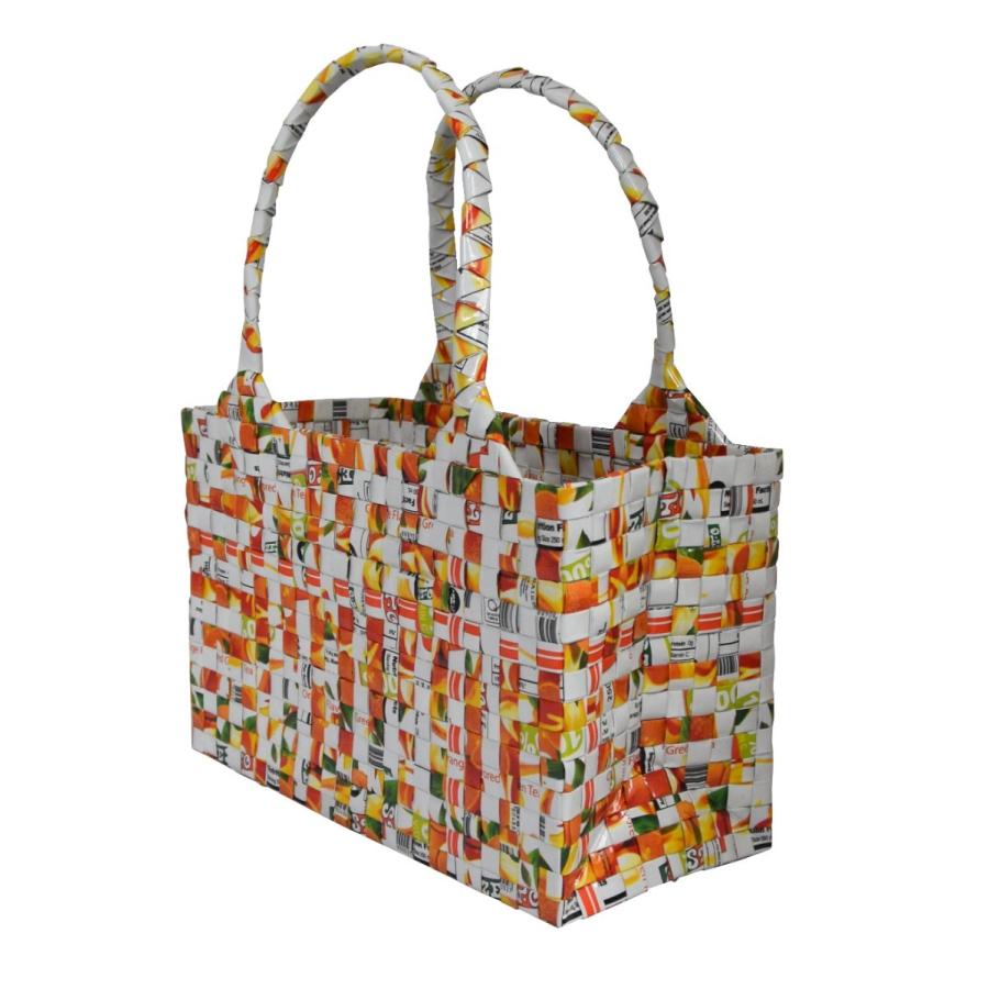 ジュースバッグ ホワイト ミックス柄エコバッグ マイバッグ おしゃれ 折り畳み おりたたみ コンビニ バック