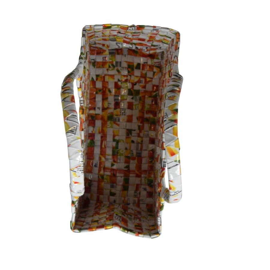 ジュースバッグ ホワイト ミックス柄エコバッグ マイバッグ おしゃれ 折り畳み おりたたみ コンビニ バック - 画像 (3)