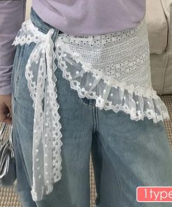 ウエストマーク スカーフ (z202#) 当日発送 6type 2way ウエストベルト レディース ファッション 小物 レース 三角 腰巻 おしゃれ 体型カバー 韓国風 カジュアル