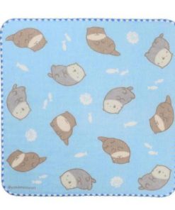 ハンドタオル なんでもいきもの ガーゼミニタオル ラッコとカワウソ