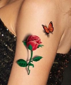 タトゥーシール 3D 立体感 薔薇 蝶 3d10 レギュラー