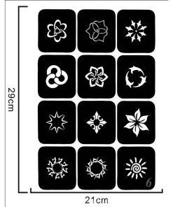 ステンシルシート シール ヘナタトゥー グリッタータトゥー用 複数デザインa4006 ノーパッケージ
