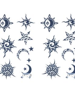 ジャグアタトゥー タトゥーシール 2週間で消えるタトゥー ヘナタトゥー 本物志向 太陽 月 星 2枚セット
