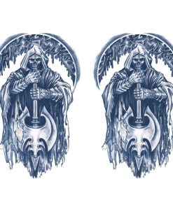ジャグアタトゥー タトゥーシール 2週間で消えるタトゥー ヘナタトゥー 本物志向 死神 骸骨 2枚セット