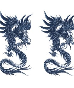 ジャグアタトゥー タトゥーシール 2週間で消えるタトゥー ヘナタトゥー 本物志向 龍 ドラゴン 2枚セット