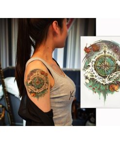 タトゥーシール コンパス 波 中型・A5