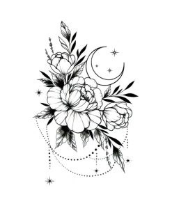 タトゥーシール 薔薇 月 hm1386 レギュラー