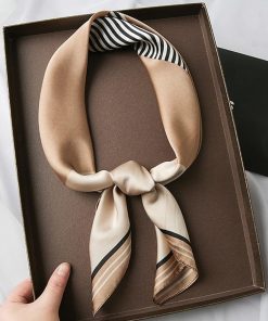 シルク風スカーフ 首巻き 配色バンダナ