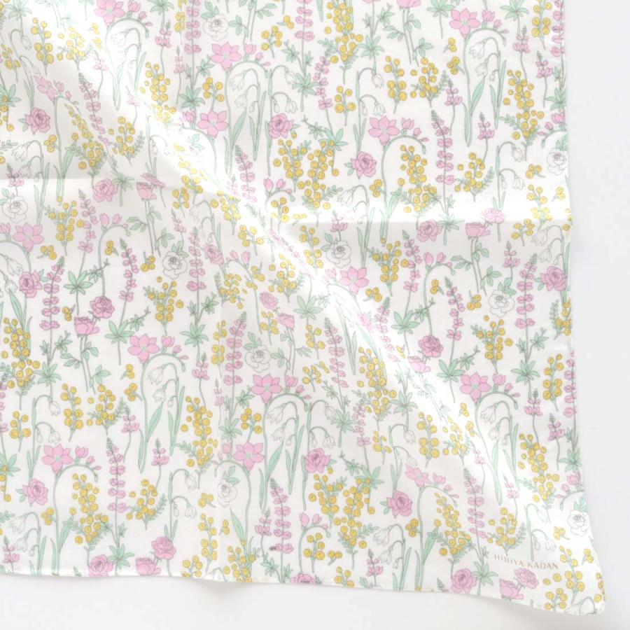 ヒビヤカダン ハンカチ 季節の花々 ホワイト