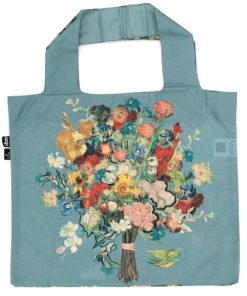 LOQI LOQI（ローキー） 撥水加工付き エコバッグ　ヴィンセント・ヴァン・ゴッホ / 花束・フラワーパターン　ブルー (ゴッホ美術館50周年記念)　MUSEUM Collection