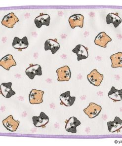 ねこに転生したおじさん スマホ拭きハンカチ プンちゃん&スケキヨ パープル